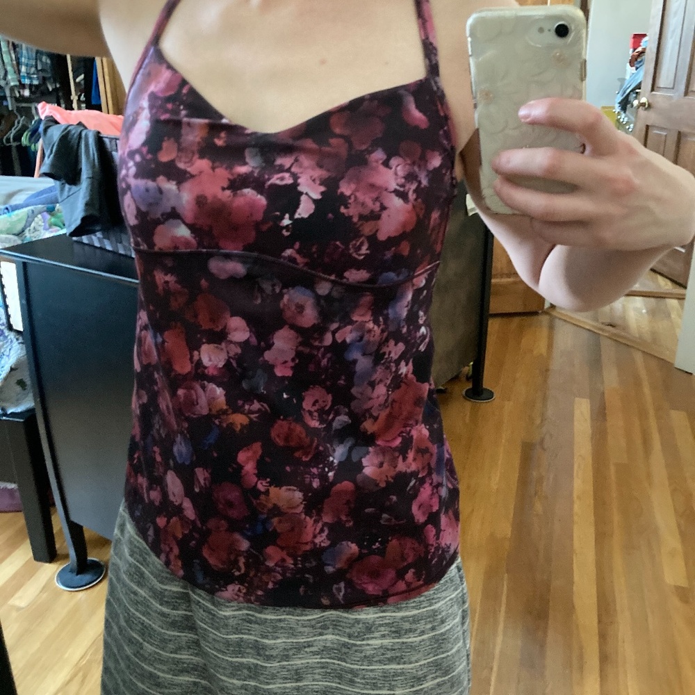 Athleta Tops | Athleta Vinyasa Floral Printed Support Tank Top Purple Pink Women